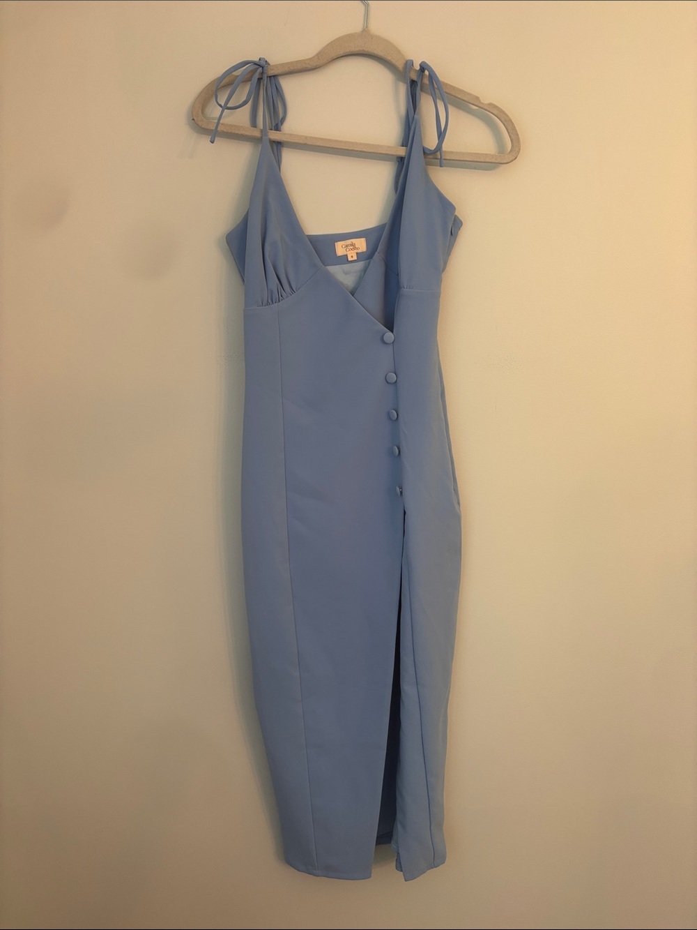 Camila Coelho Hydrangea Blue Tie Strap Midi Dress Size Small